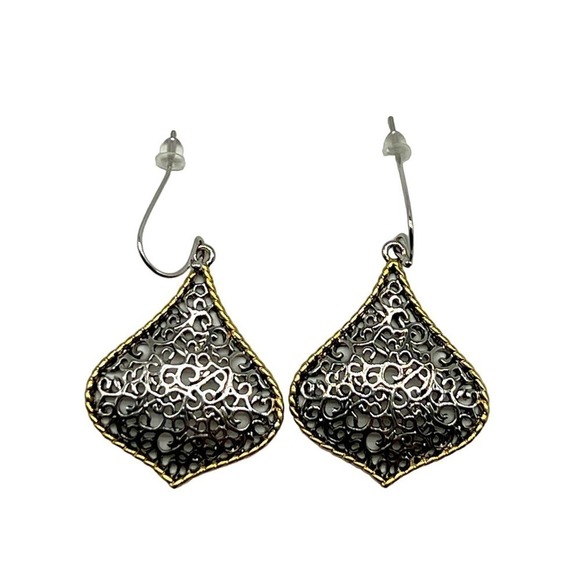 NEW REAL SIMPLE drop dangle open mesh pattern gold and silver fashion ea… - Picture 4 of 16